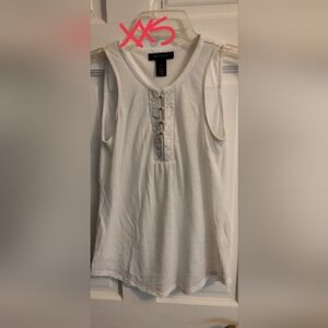 White House Black Market White Tank Top with Lace Detail